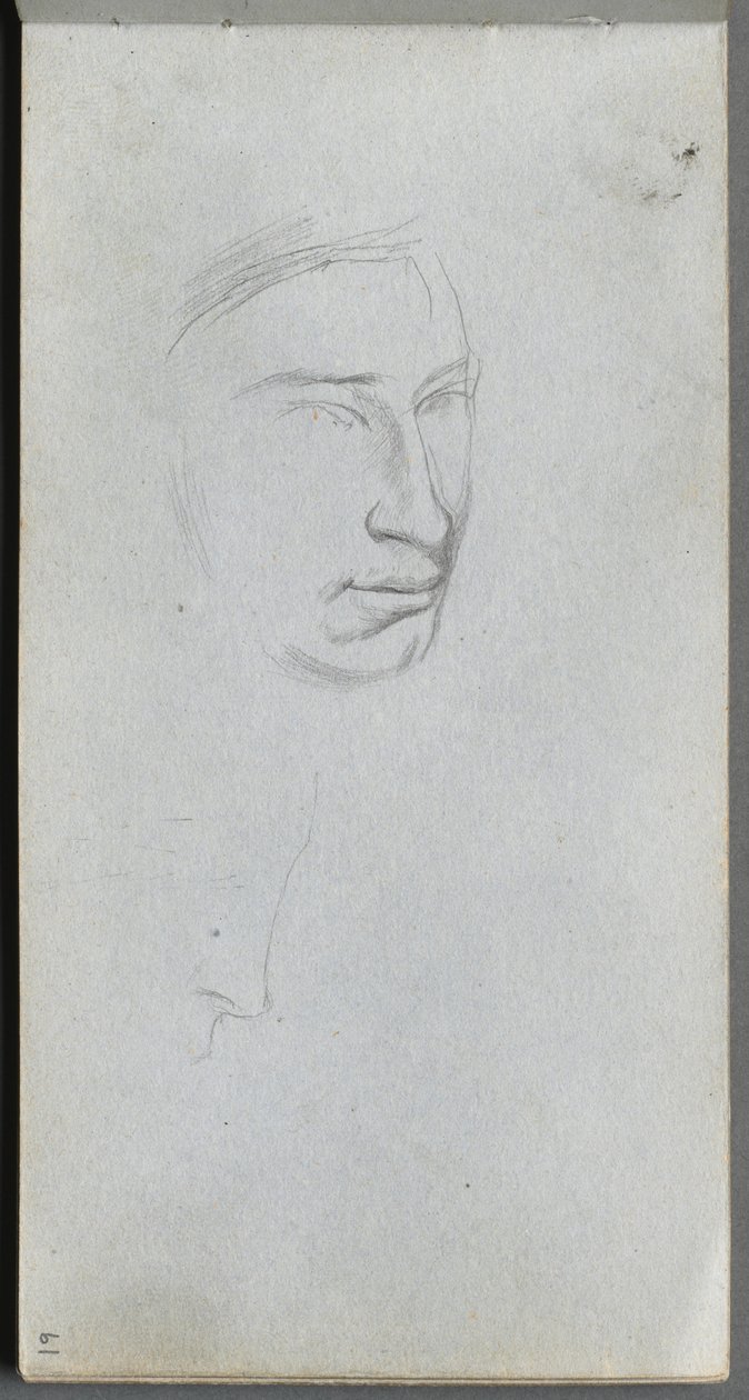 Carnet de croquis, page 61 : Visage, profil de 3/4 - Ernest Meissonier