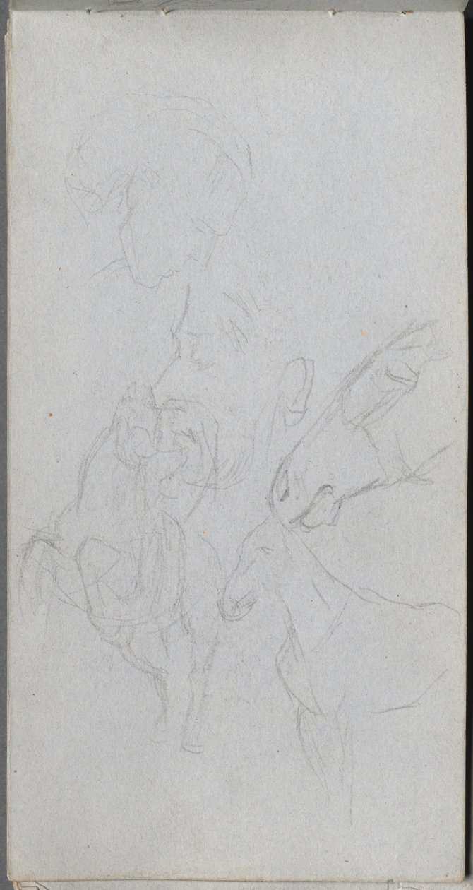 Carnet de croquis, page 90 : Étude de chevaux, profils - Jean Louis Ernest Meissonier