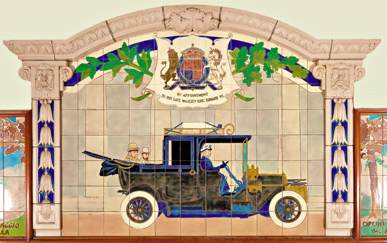Le roi Edouard VII et le prince de Galles dans une Sedanca de Ville (céramique) - Ernest Montaut