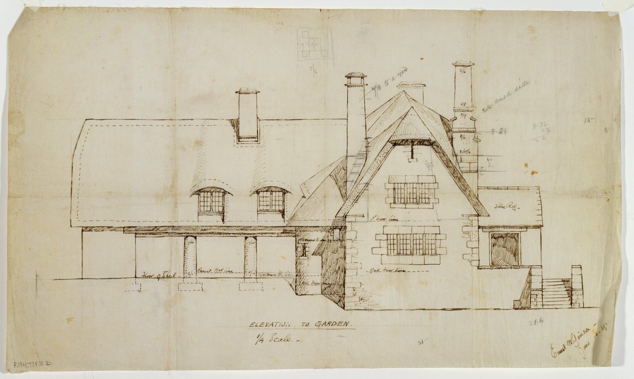 Élévation du jardin du cottage, Sapperton, 14 juin 1902 - Ernest William Gimson