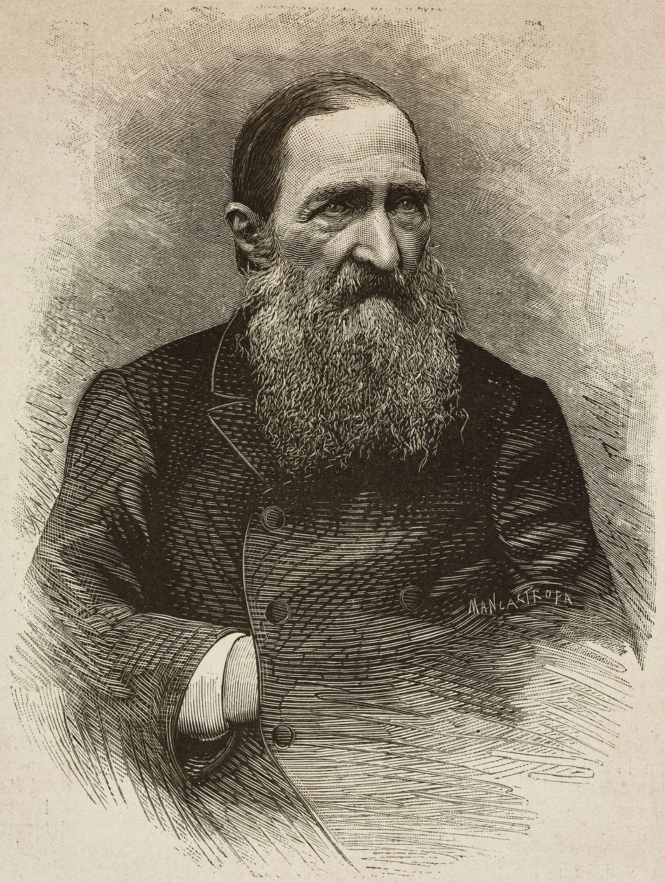 Poète Jozef Ignacy Kraszewski (1812-1887) à Genève le 19 mars, gravure par Ernesto Mancastroppa d