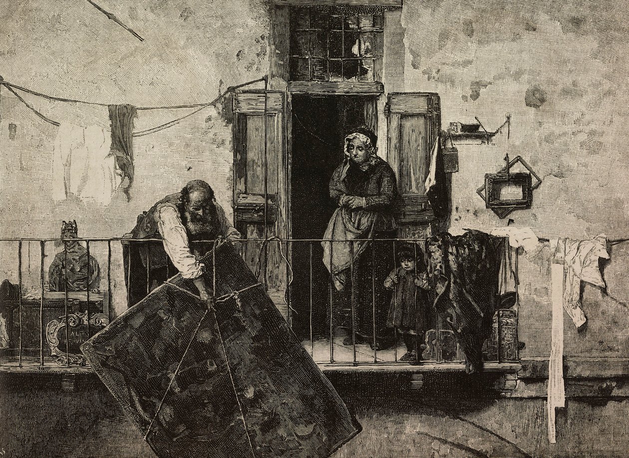 Saint Michel, Exposition des Beaux-Arts à Venise, Italie, gravure par Ernesto Mancastroppa d