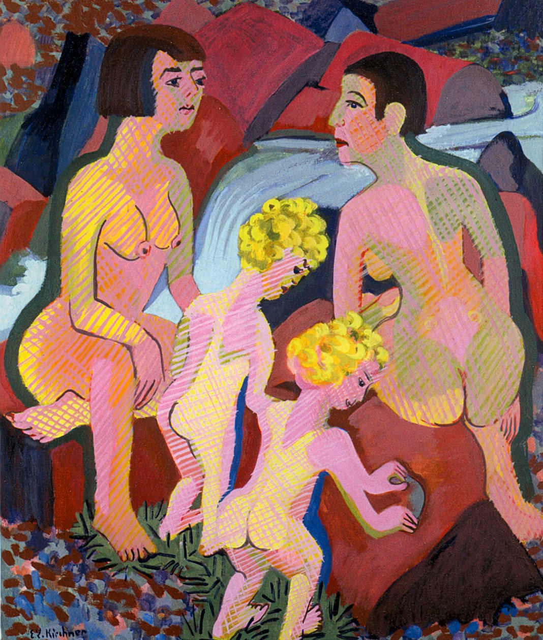 Femmes et enfants se baignant - Ernst Ludwig Kirchner