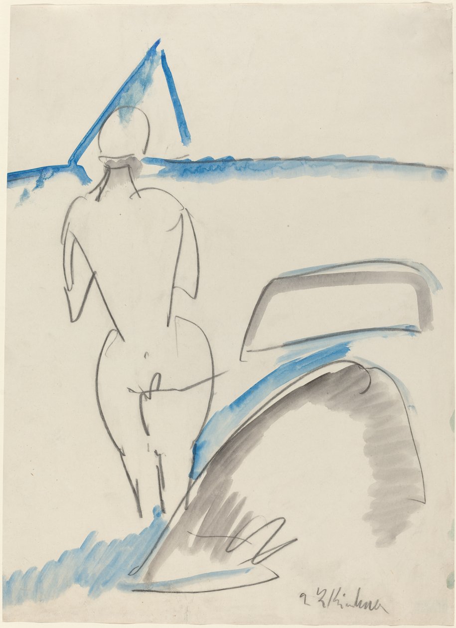 Baigneur sur la plage - Ernst Ludwig Kirchner