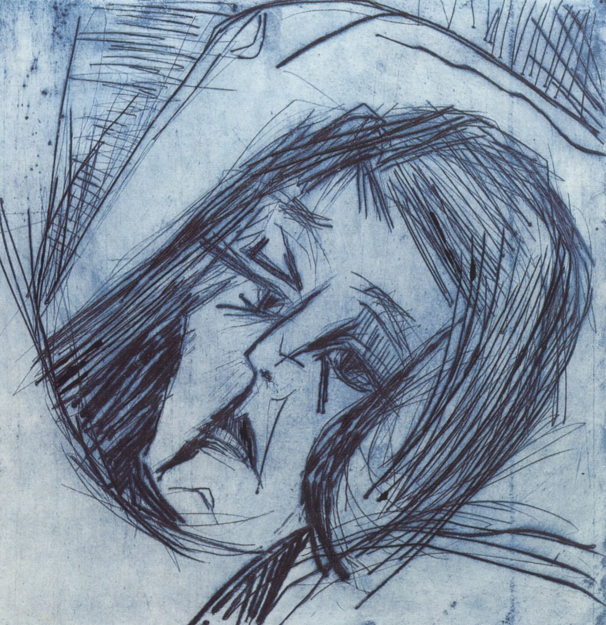 Tête de fille allongée - Ernst Ludwig Kirchner