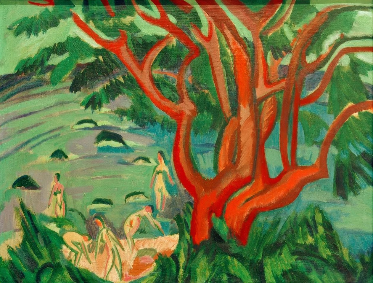 Arbre rouge sur la plage - Ernst Ludwig Kirchner