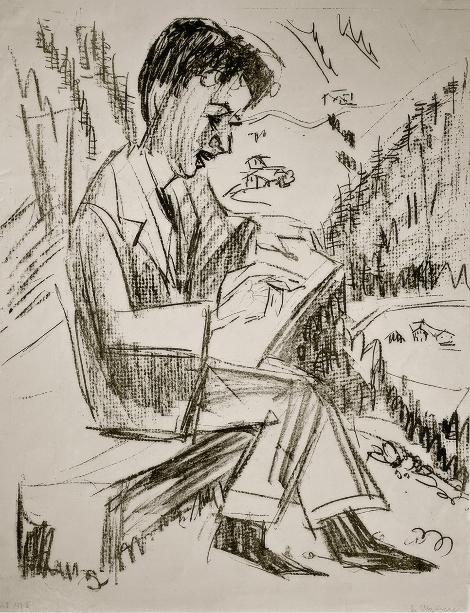Jeune homme dessinant - Ernst Ludwig Kirchner
