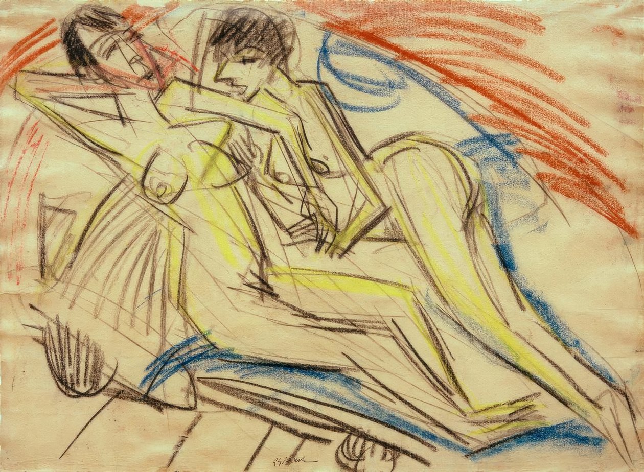 Deux filles nues sur le lit - Ernst Ludwig Kirchner