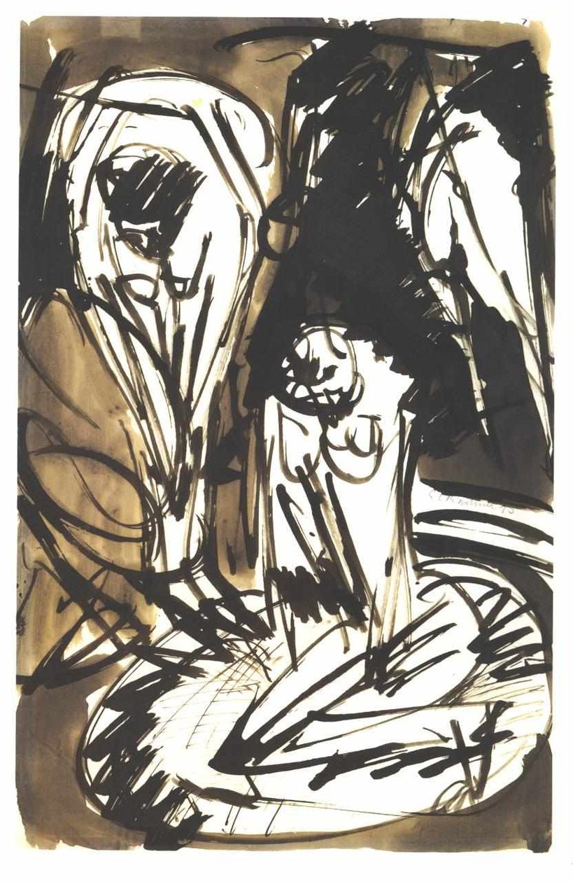 Deux filles se baignant dans une baignoire - Ernst Ludwig Kirchner