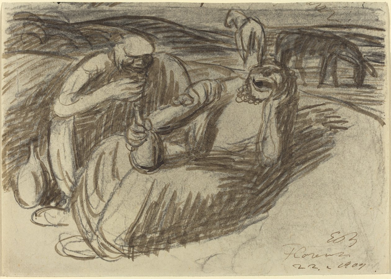 Paysans Italiens avec des Flacons de Vin, 1909 - Ernst Barlach