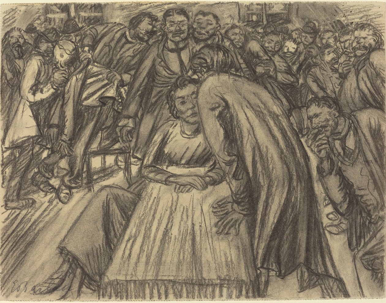 Le couple dans la foule - Ernst Barlach