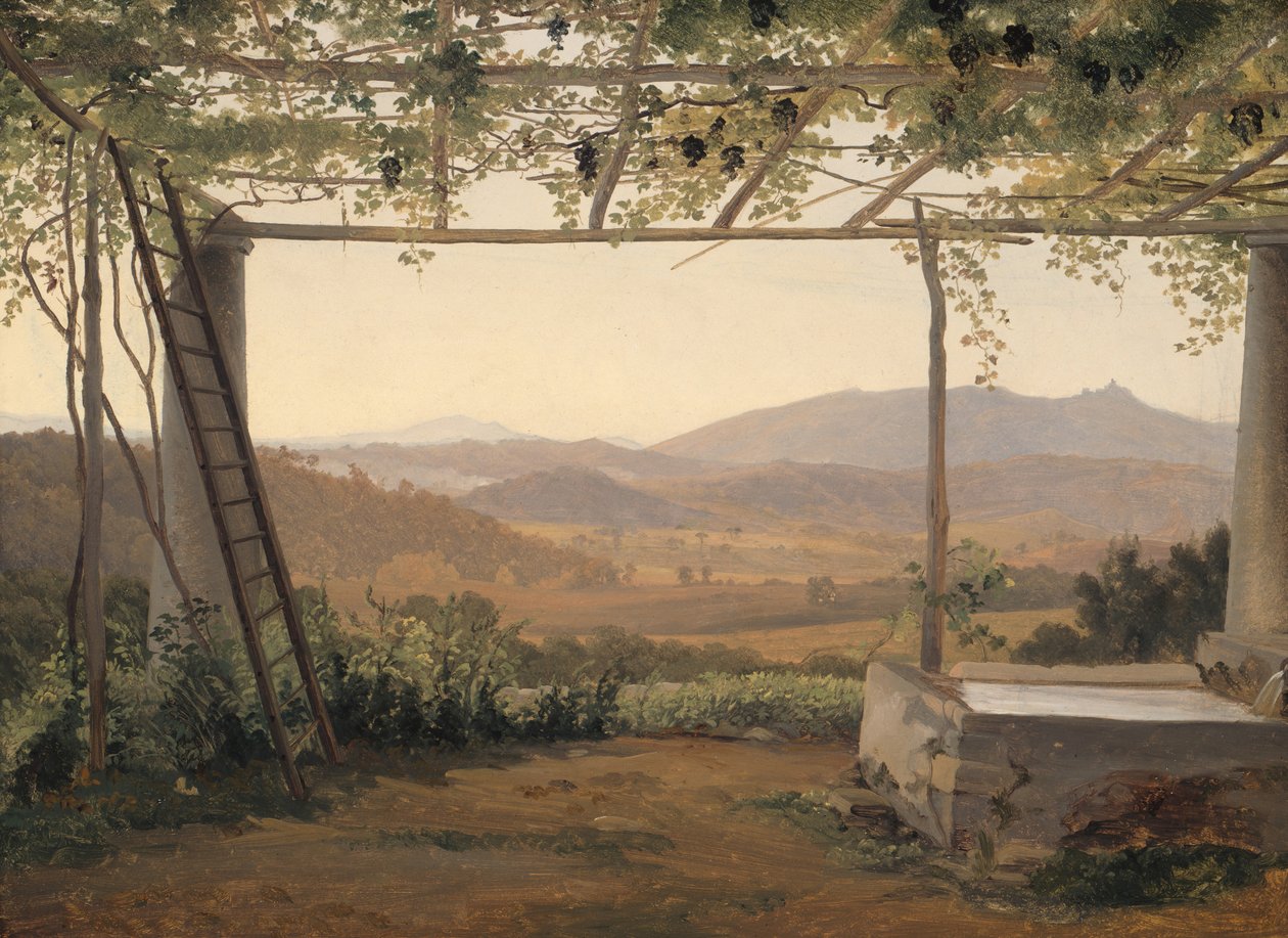 Fontaine et pergola en Italie, 1830-35 - Ernst Christian Frederik Petzholdt