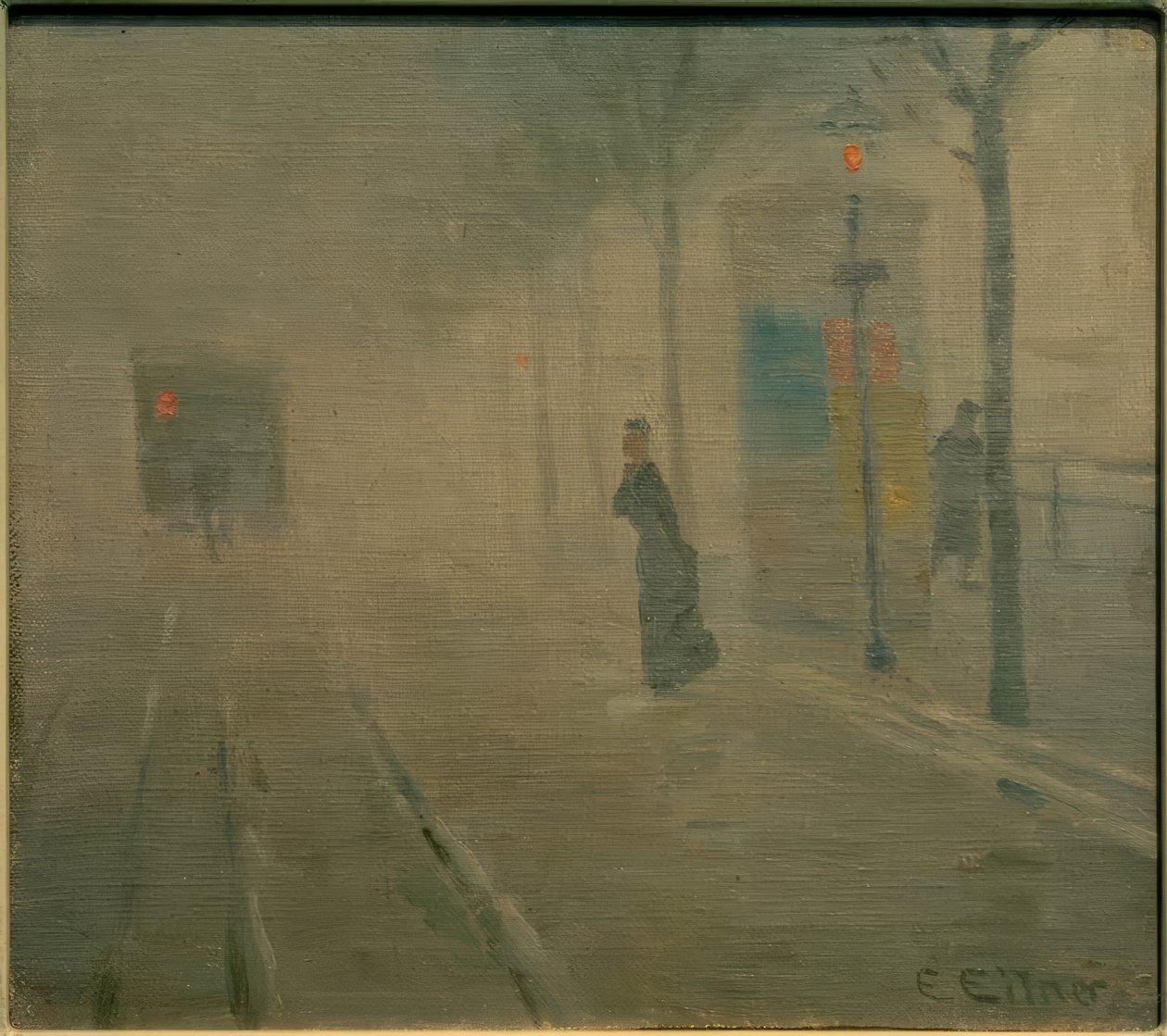Brouillard sur le Hofweg à Uhlenhorst - Ernst Eitner