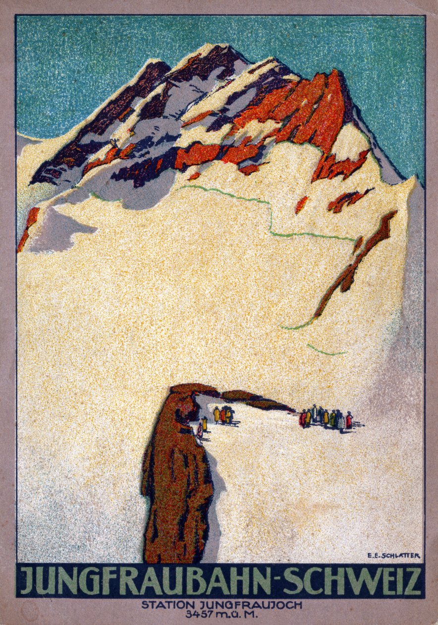 Jungfraujoch, sommet des Alpes suisses. vers 1920-30 (illustration) - Ernst Emil Schlatter