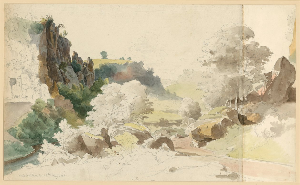 Paysage avec formation rocheuse et arbres près de Civita Castellana - Ernst Fries