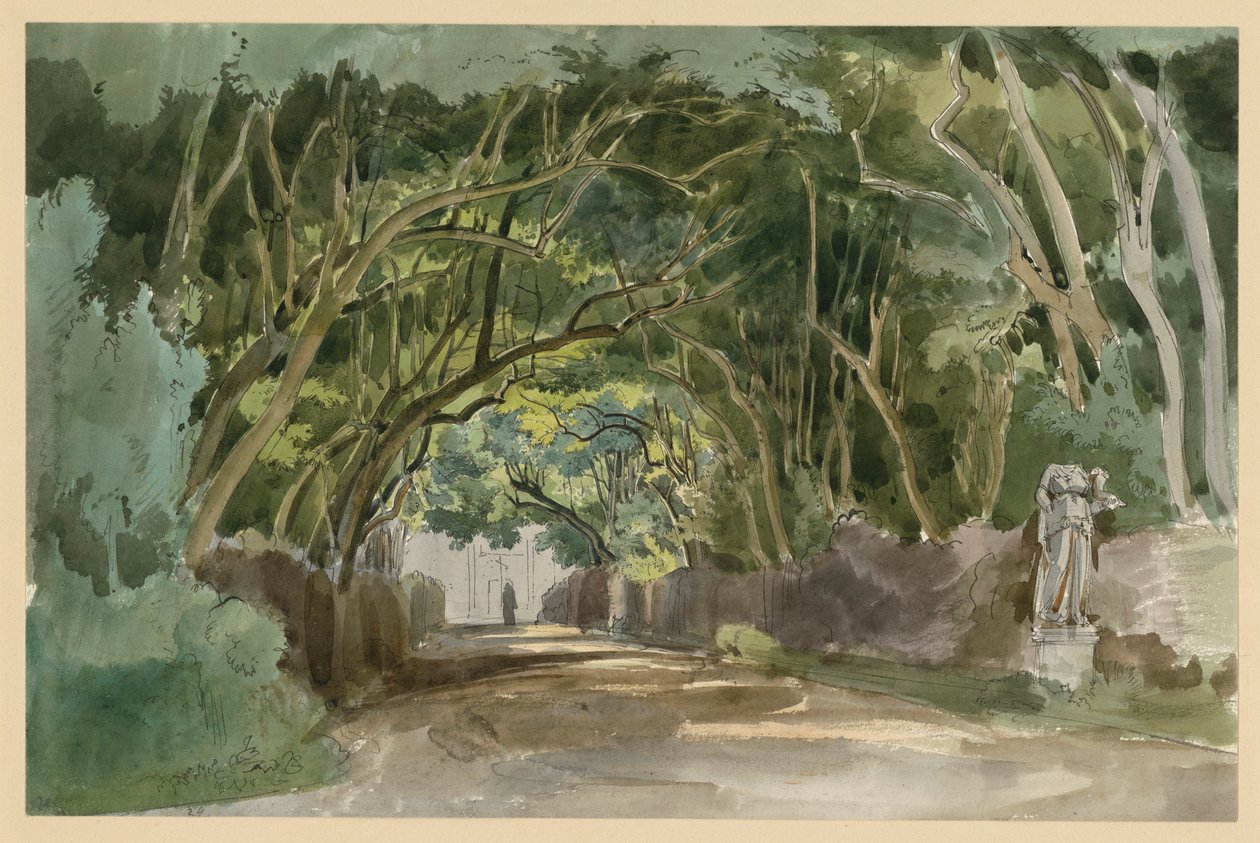 Motif du parc de la Villa Borghese à Rome - Ernst Fries