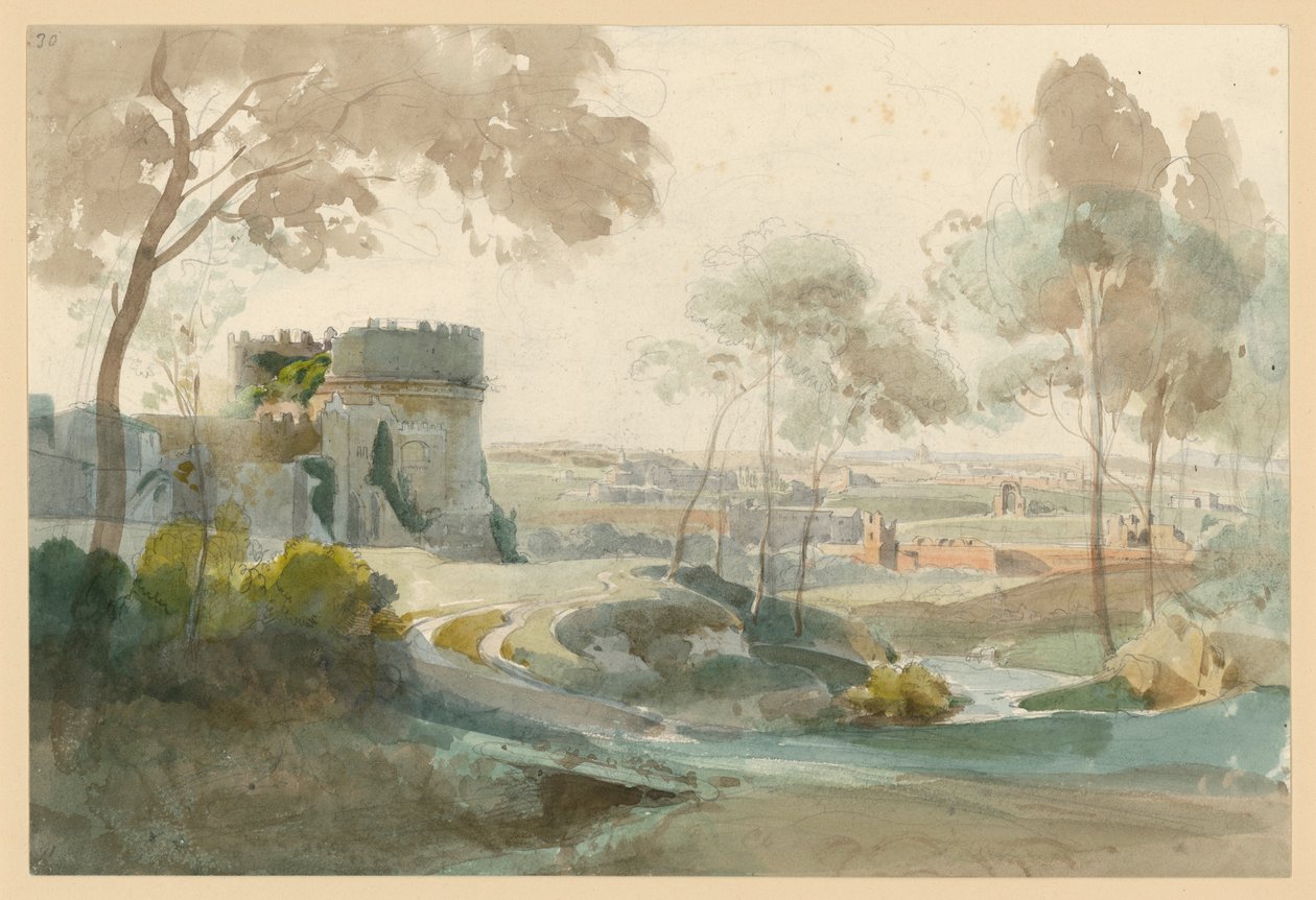 Scène représentant les environs de Rome - Ernst Fries