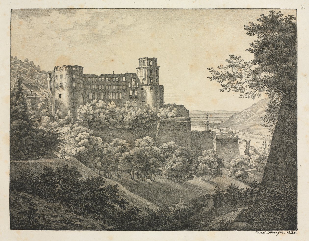 Six vues du château de Heidelberg : Vers le nord-est - Ernst Fries