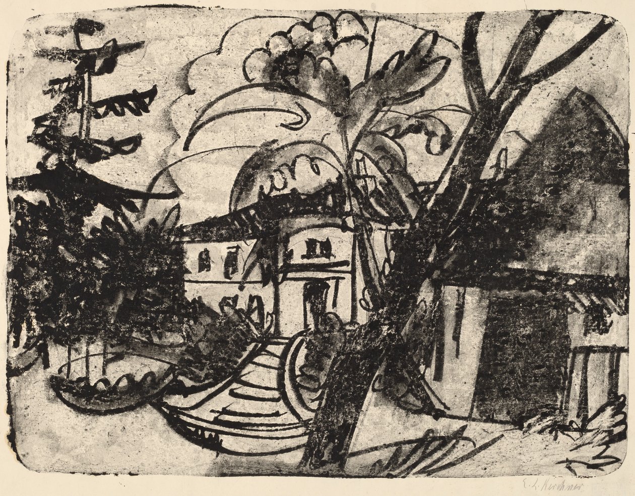 Ferme danoise avec manoir, 1912 - Ernst Ludwig Kirchner