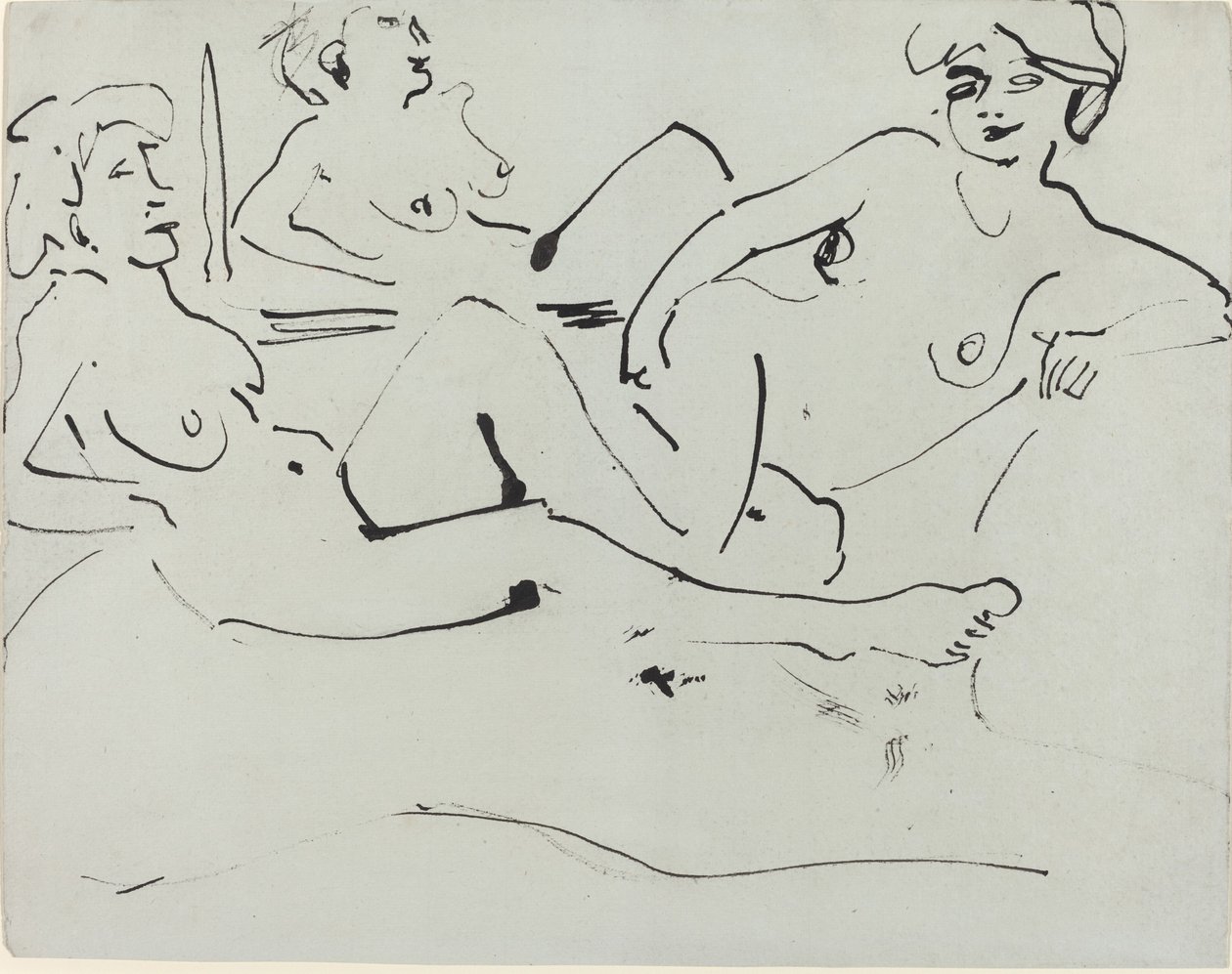 Dodo et une femme plus âgée allongée devant un miroir, 1909. - Ernst Ludwig Kirchner
