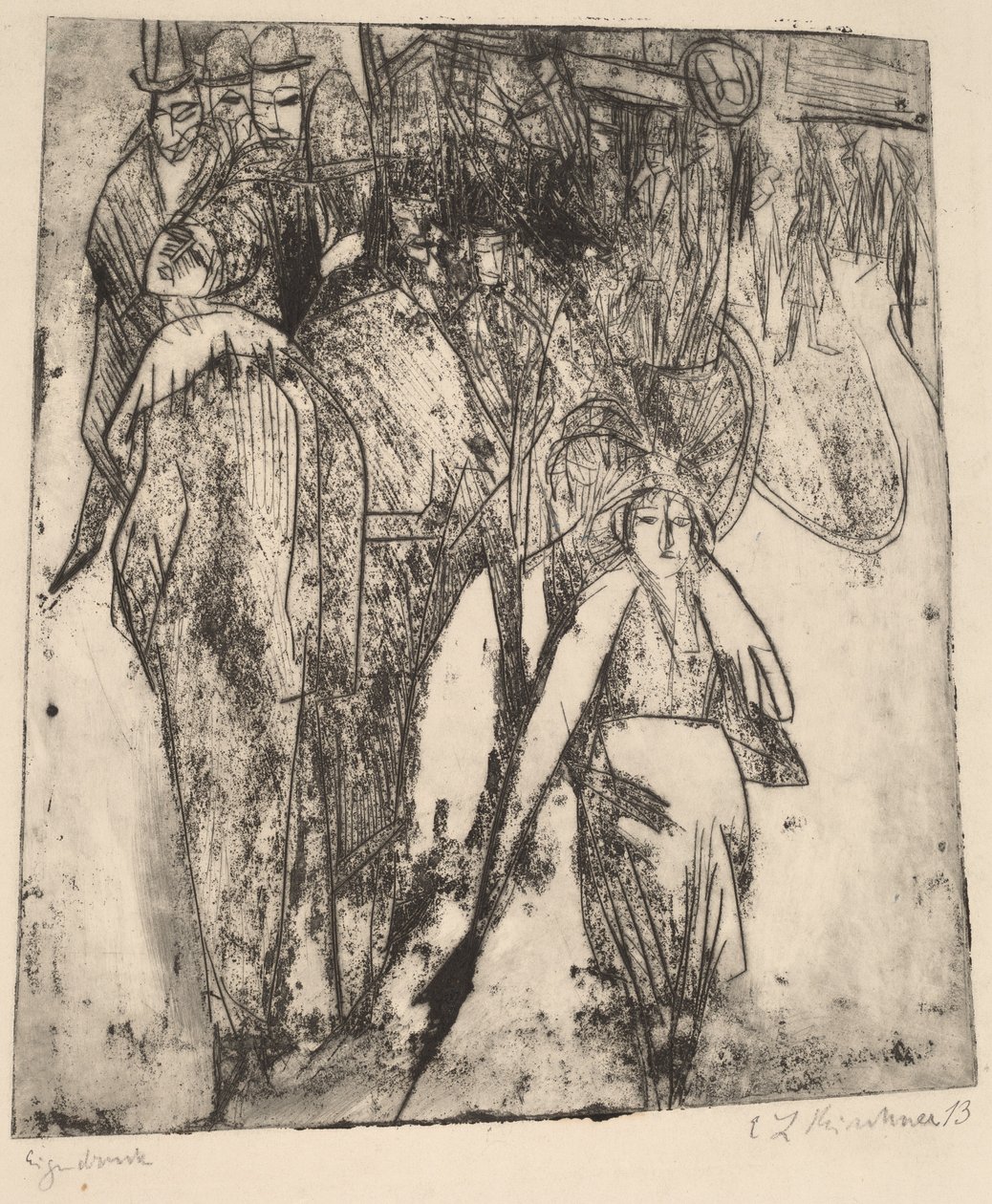 Scène de rue avec un omnibus, 1914 - Ernst Ludwig Kirchner