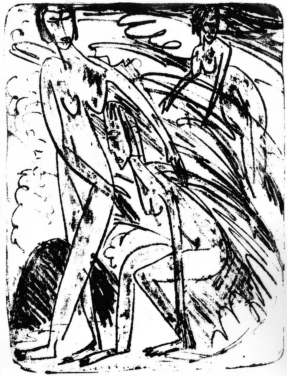 Baigneuses dans les vagues - Ernst Ludwig Kirchner