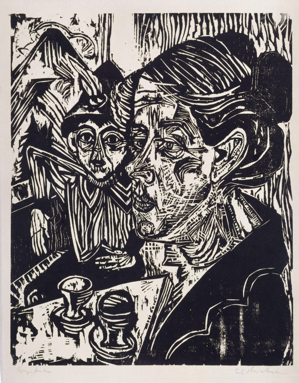 Une agricultrice avec son fils à table (Mme Schmidt et son fils Martin) - Ernst Ludwig Kirchner