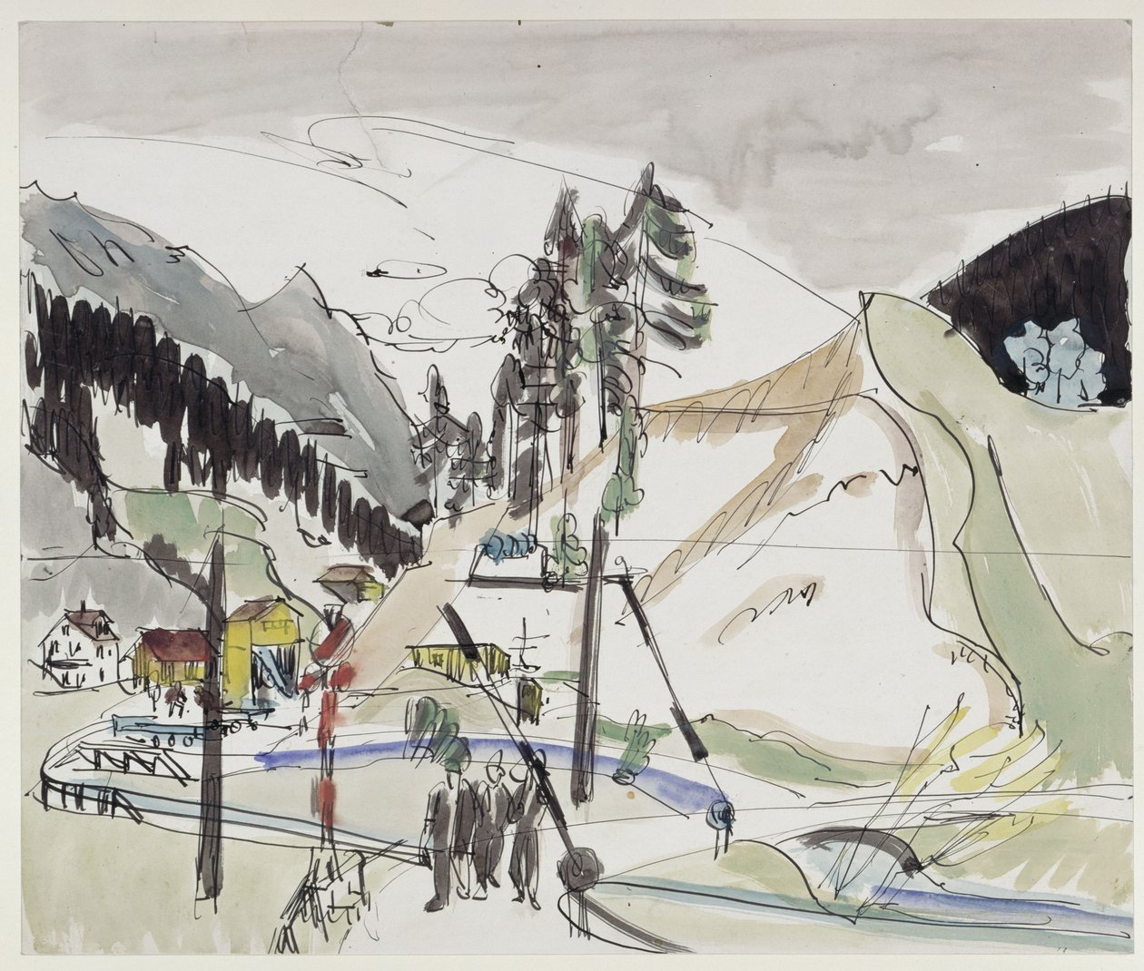 Passage à niveau (Frauenkirch, avec vue sur la gravière de Wildboden) - Ernst Ludwig Kirchner