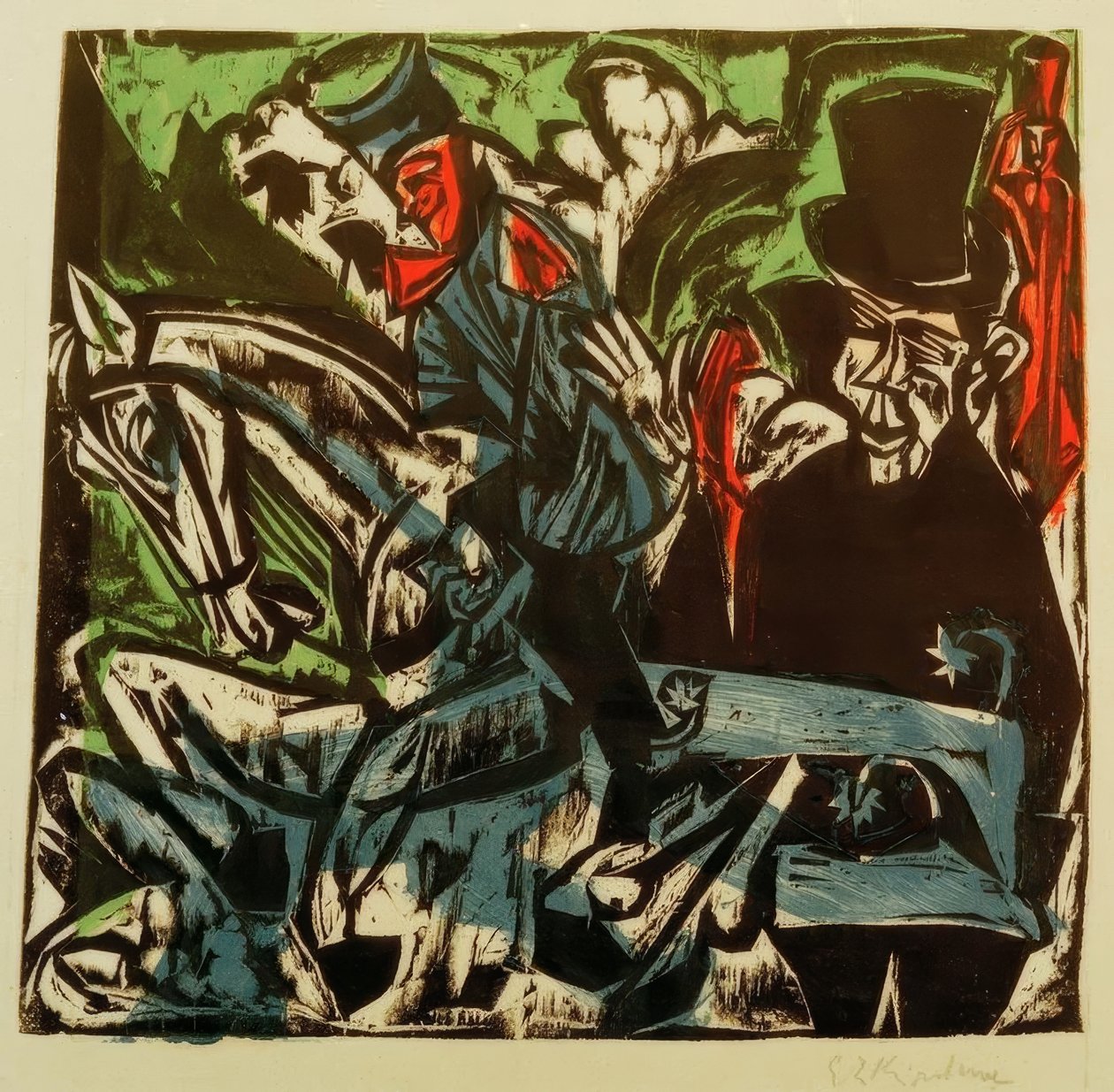 Rencontre de Schlemihl avec le petit homme gris dans la rue - Ernst Ludwig Kirchner