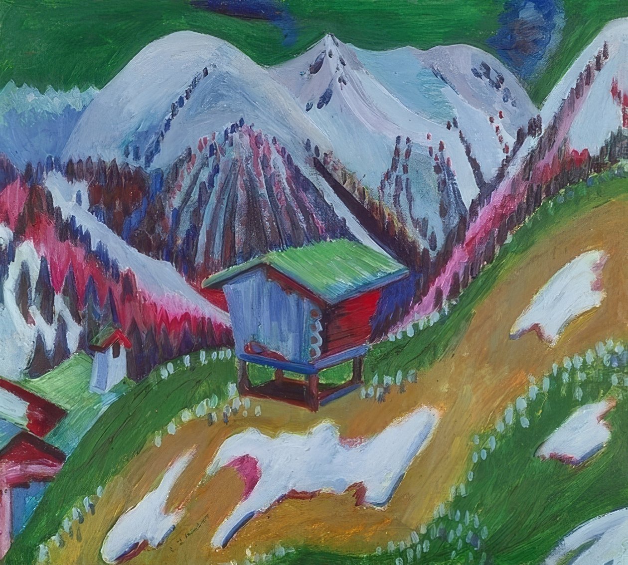 Paysage de montagne avec chalet - Ernst Ludwig Kirchner