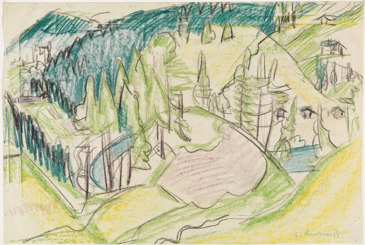 Paysage montagneux avec des sapins - Ernst Ludwig Kirchner