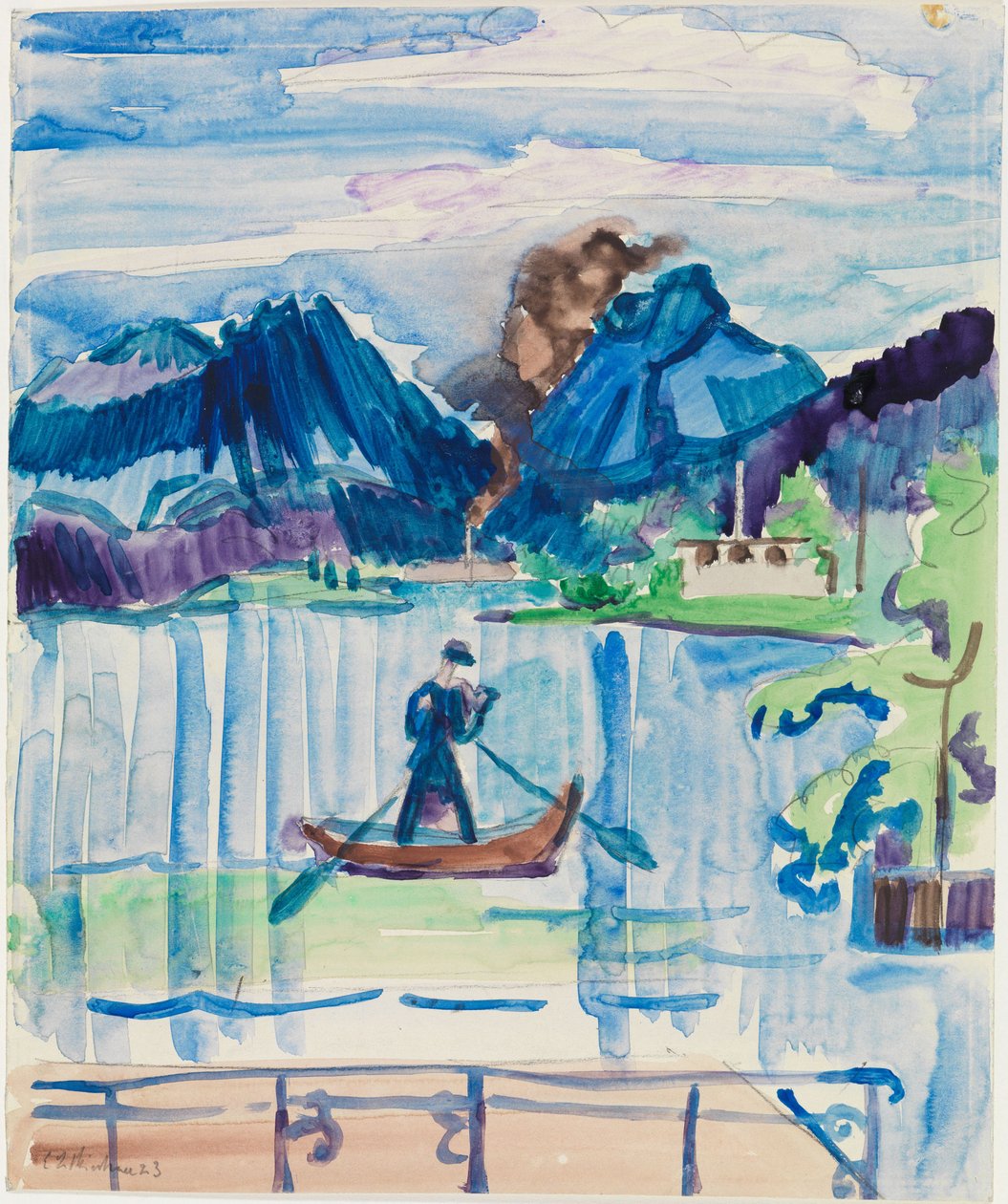 Lac de montagne avec un rameur - Ernst Ludwig Kirchner