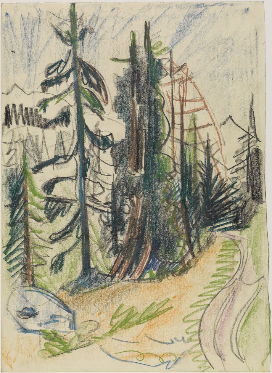 Sapin de montagne et chemin - Ernst Ludwig Kirchner
