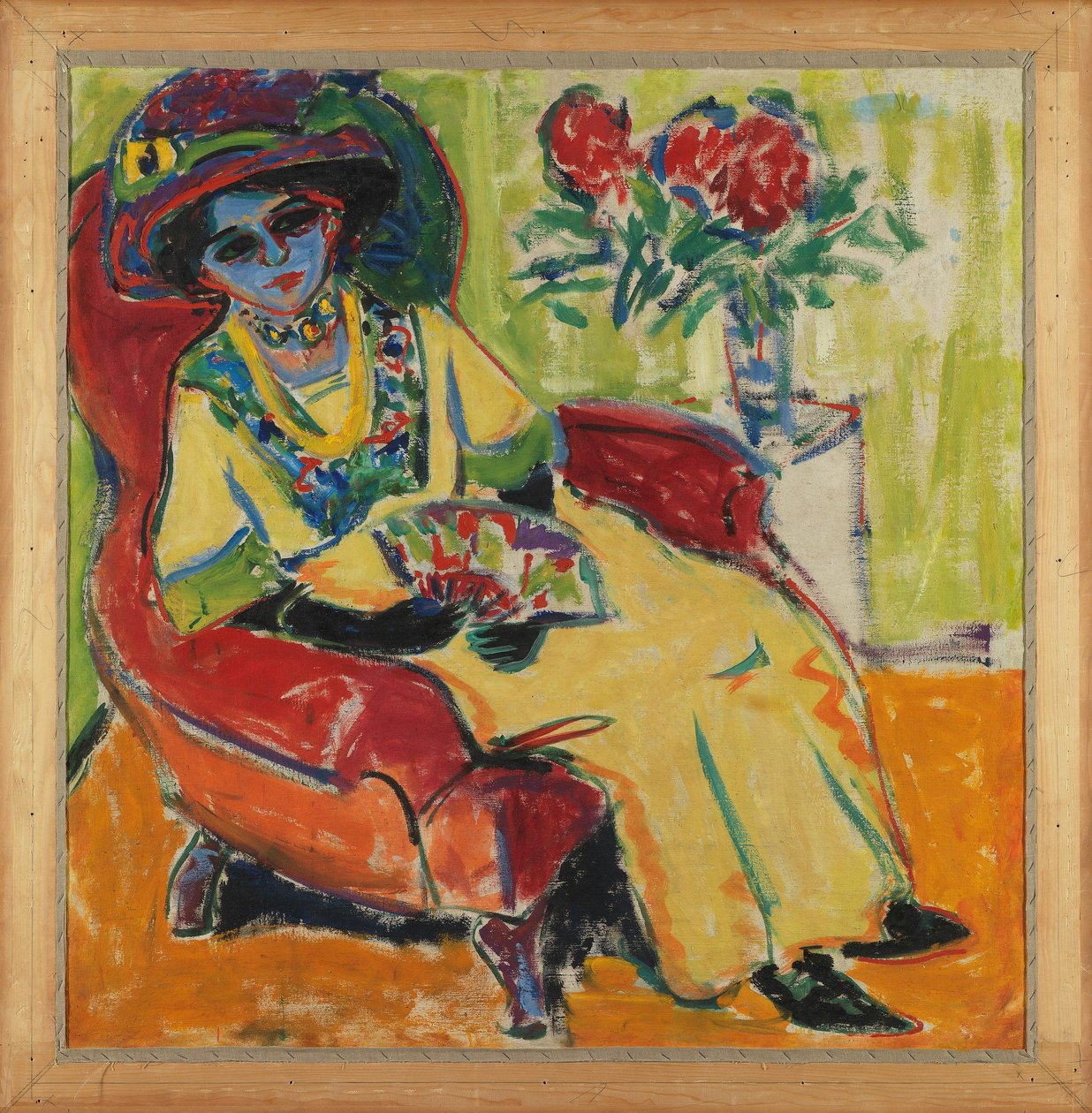 Portrait de Dodo (Dame assise) Verso : Bal masqué (Masques dans la rue) - Ernst Ludwig Kirchner