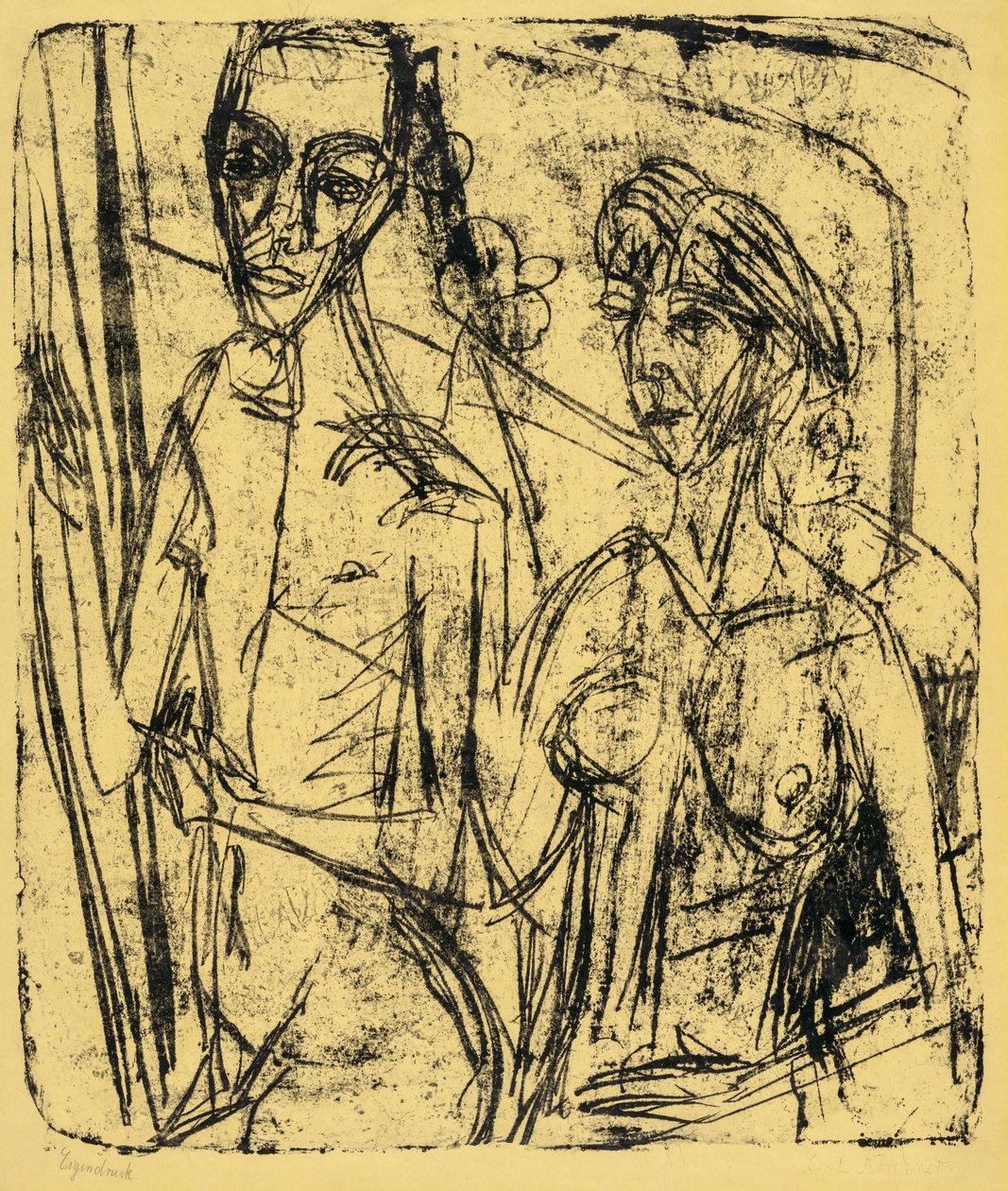 Couple dans une chambre, homme nu avec femme - Ernst Ludwig Kirchner