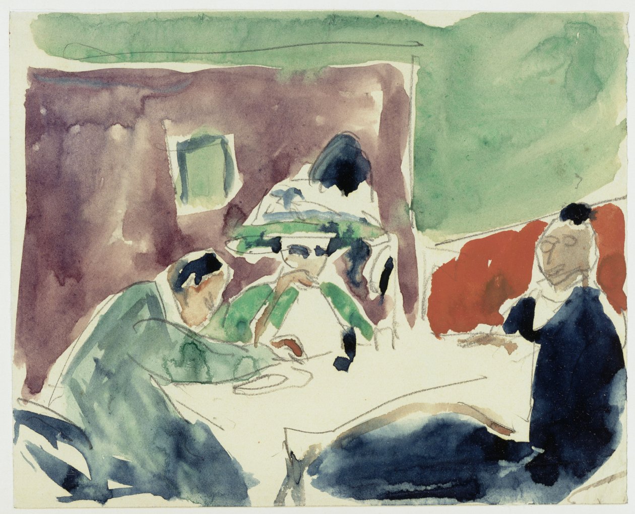Dame (Dodo ?) et deux hommes à une table au café - Ernst Ludwig Kirchner