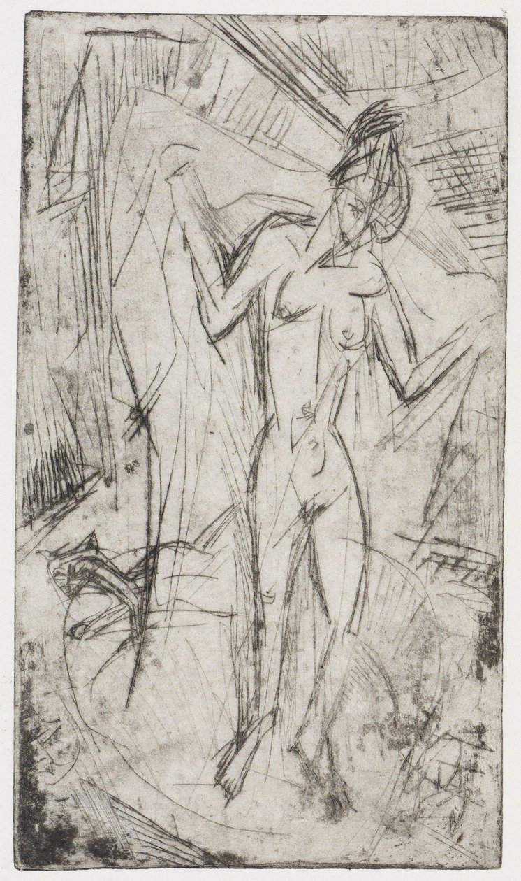 La danse entre les femmes/Baigneuses avec un chat - Ernst Ludwig Kirchner