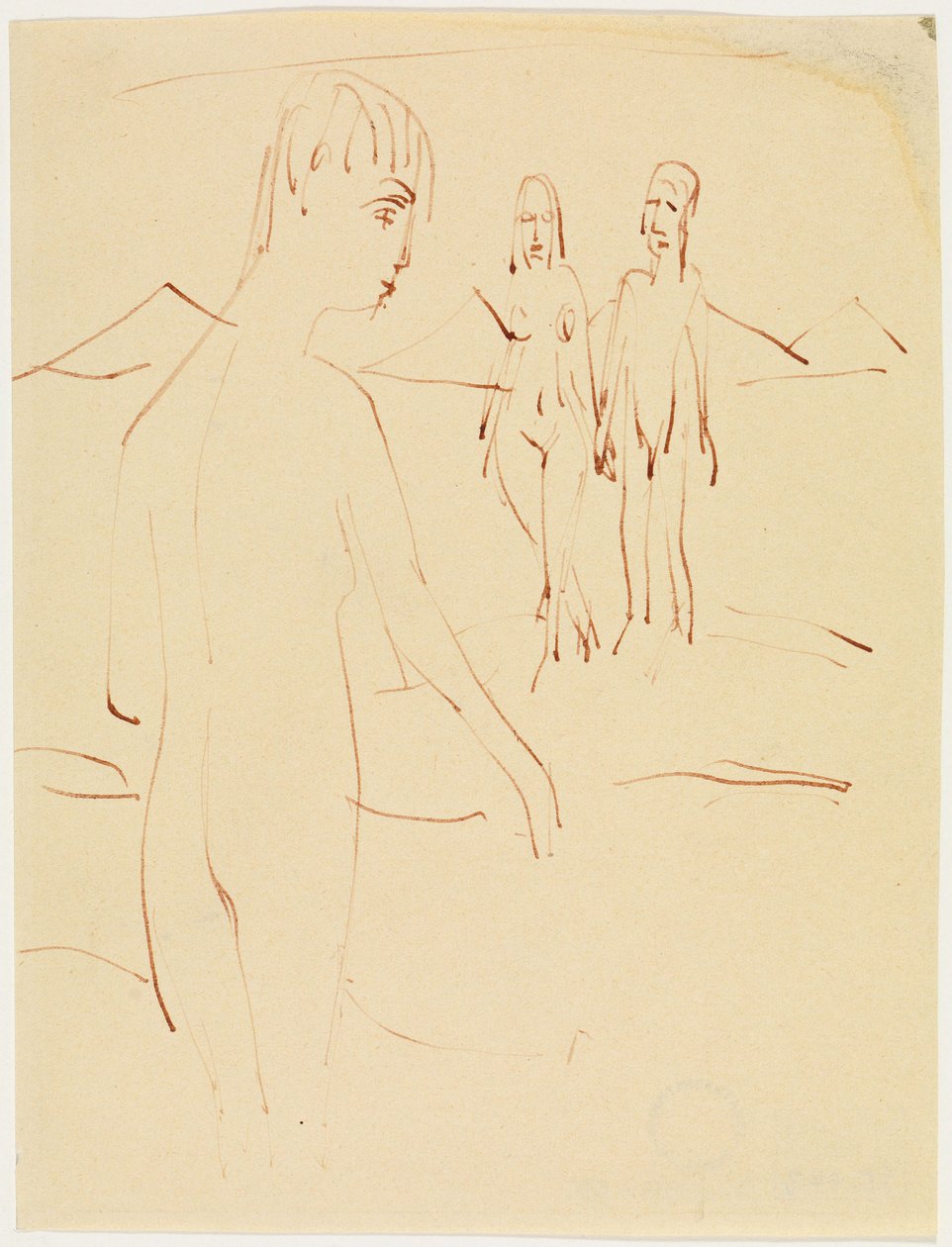 Trois personnages debout en plein air - Ernst Ludwig Kirchner