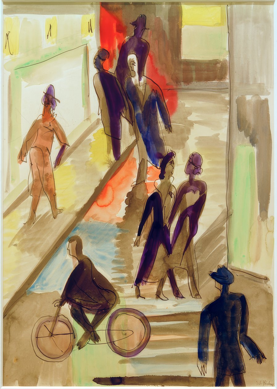 Scène de rue avec vélo - Ernst Ludwig Kirchner