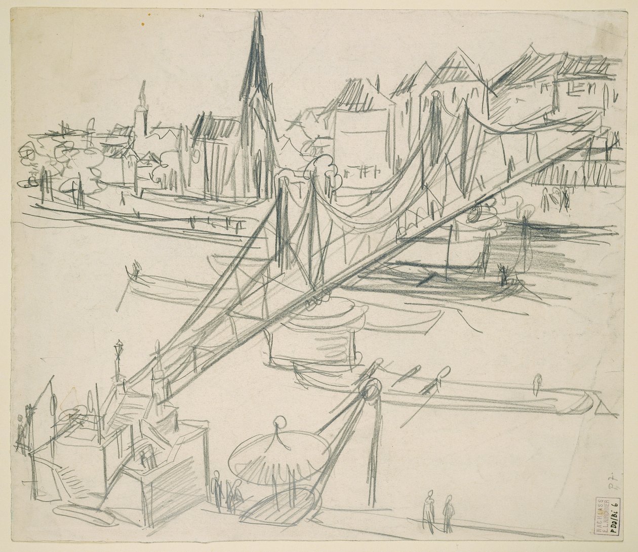 « Eiserner Steg » à Francfort-sur-le-Main avec vue sur Sachsenhausen - Ernst Ludwig Kirchner