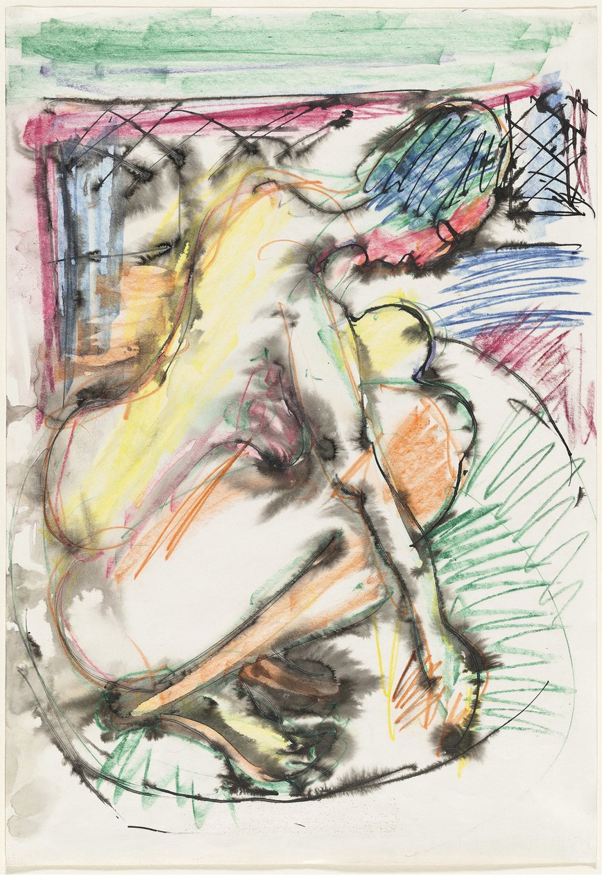 Erna se baignant dans une baignoire - Ernst Ludwig Kirchner