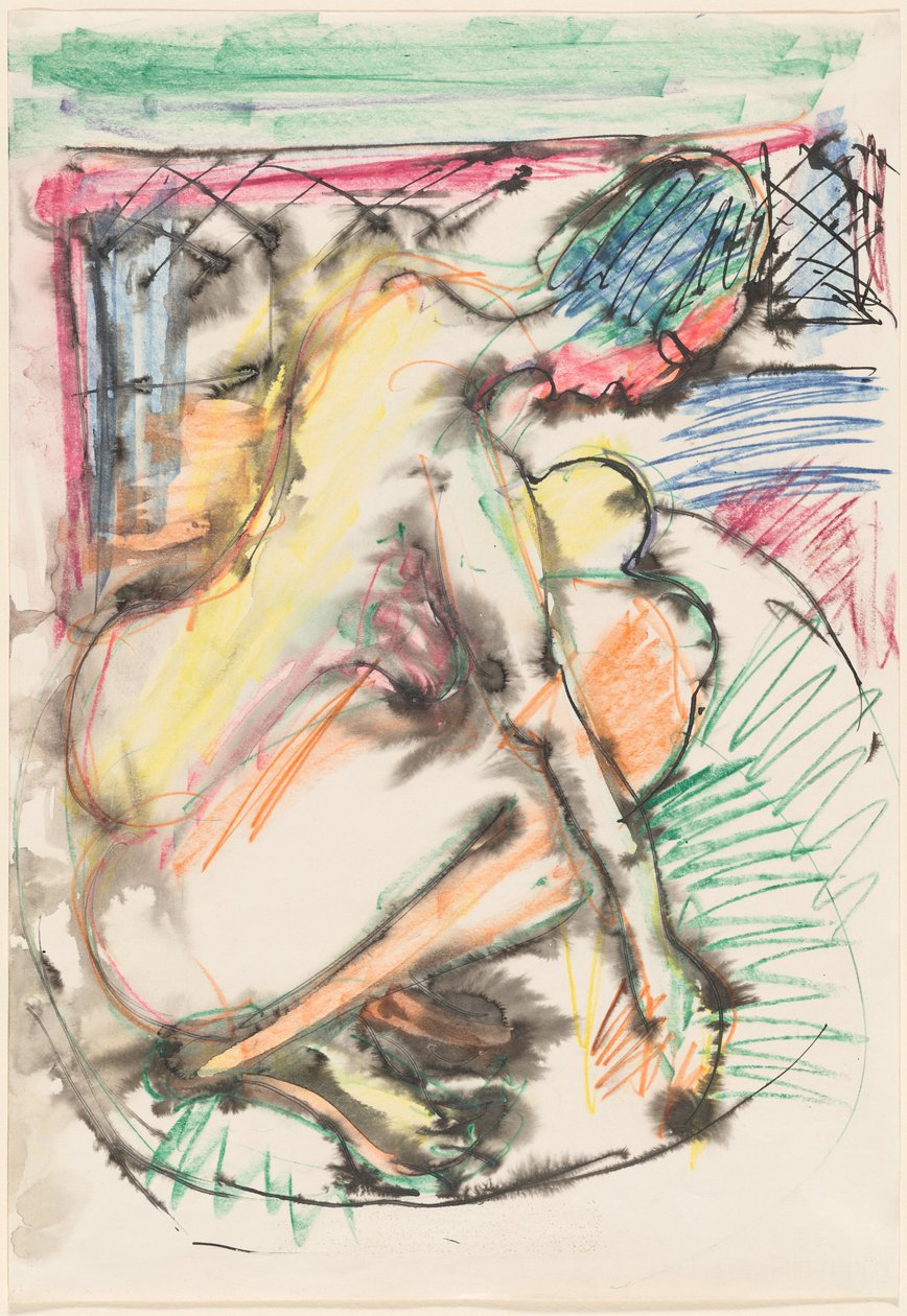 Erna se baignant dans une baignoire - Ernst Ludwig Kirchner