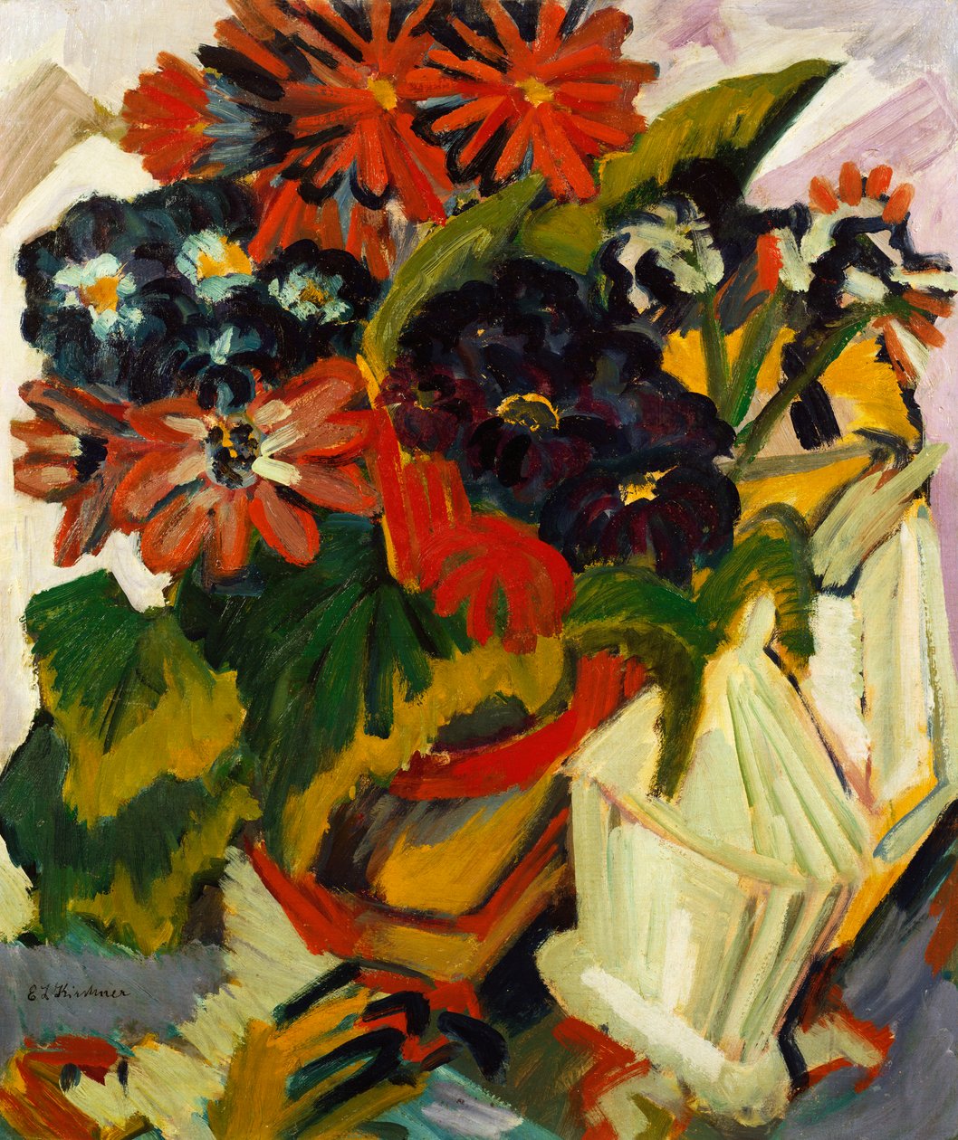 Pot de fleurs et sucrier, 1918-19 - Ernst Ludwig Kirchner