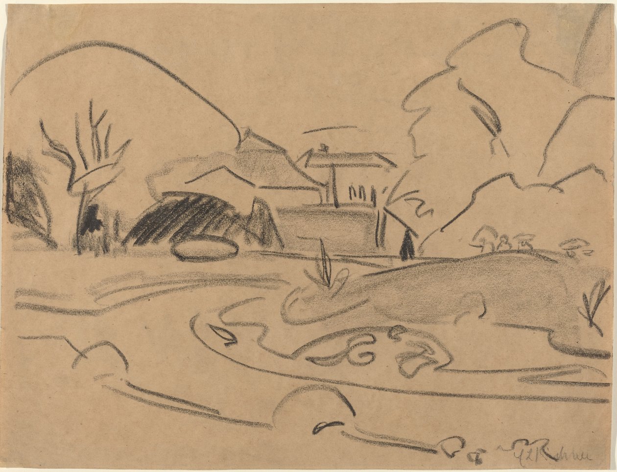 Sentiers et pavillon dans le Grosser Garten de Dresde - Ernst Ludwig Kirchner
