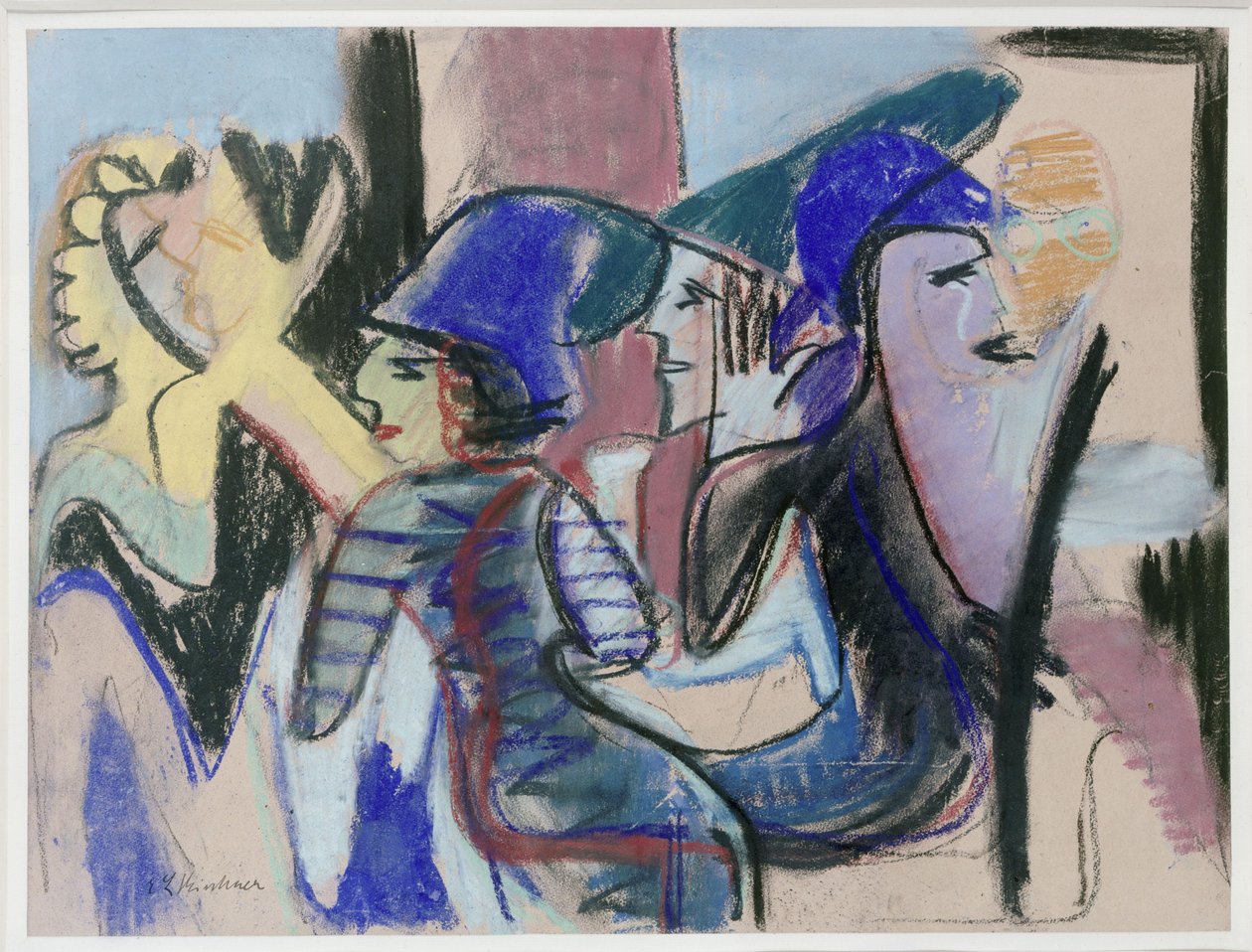 Fünf Personen im Café - Ernst Ludwig Kirchner