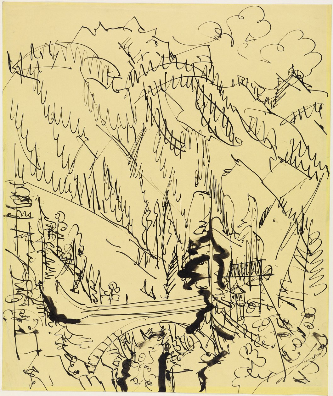 Paysage de montagne avec un pont - Ernst Ludwig Kirchner