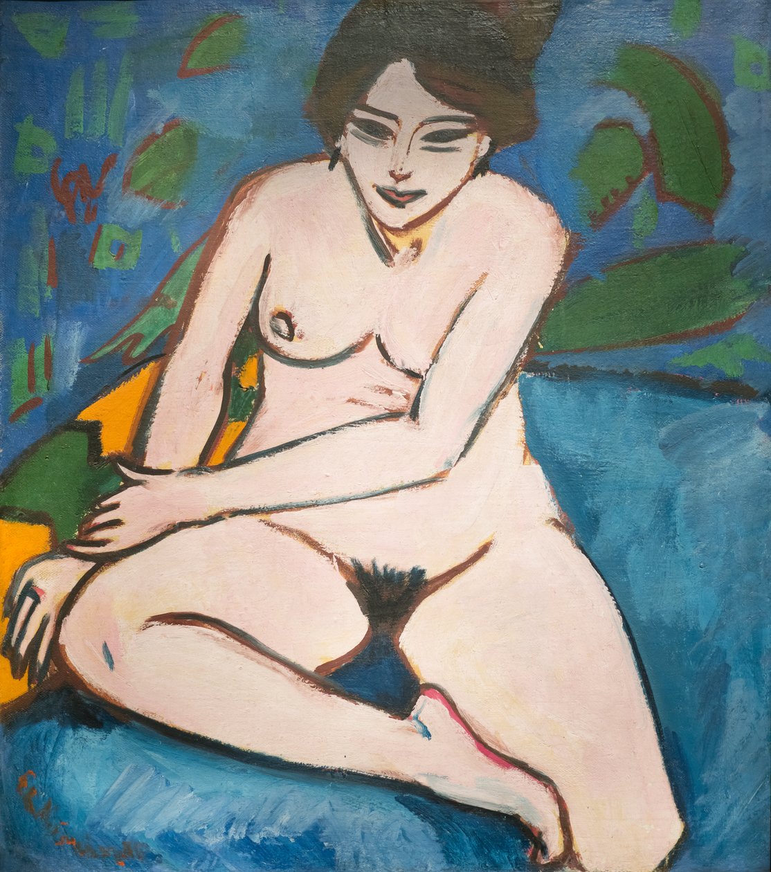 French : Nu sur fond bleu Nude on blue ground - Ernst Ludwig Kirchner