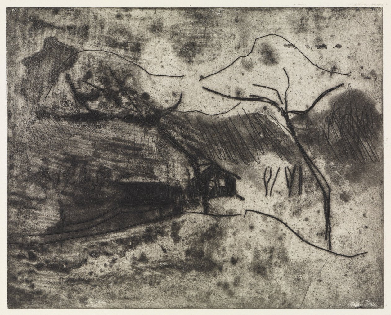 Maisonnette sous les arbres dans la neige / Plage, vent, bateaux - Ernst Ludwig Kirchner