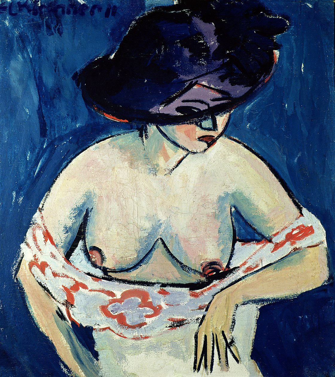 Femme à moitié nue avec un chapeau, 1911 - Ernst Ludwig Kirchner