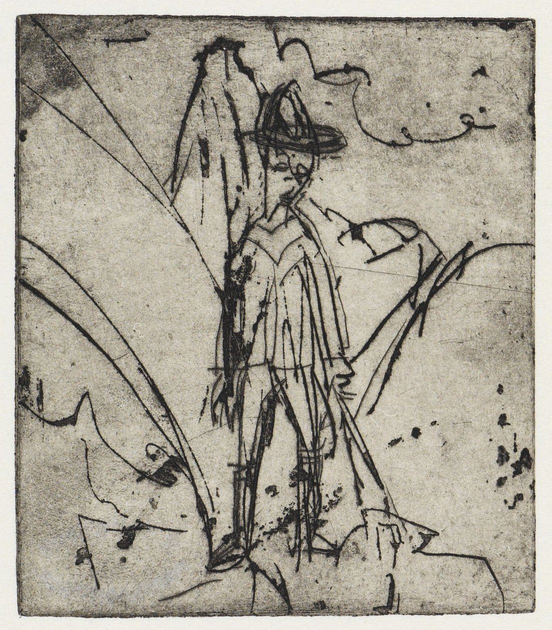 Berger devant la montagne/Maison avec des chèvres - Stafelalp - Ernst Ludwig Kirchner